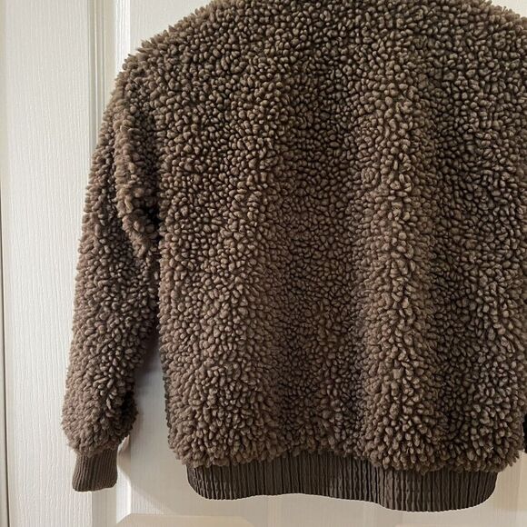 Art Class Sherpa Bomber Jacket Olive Green Snap Front Girls Size Medium 7-8 - Picture 10 of 11